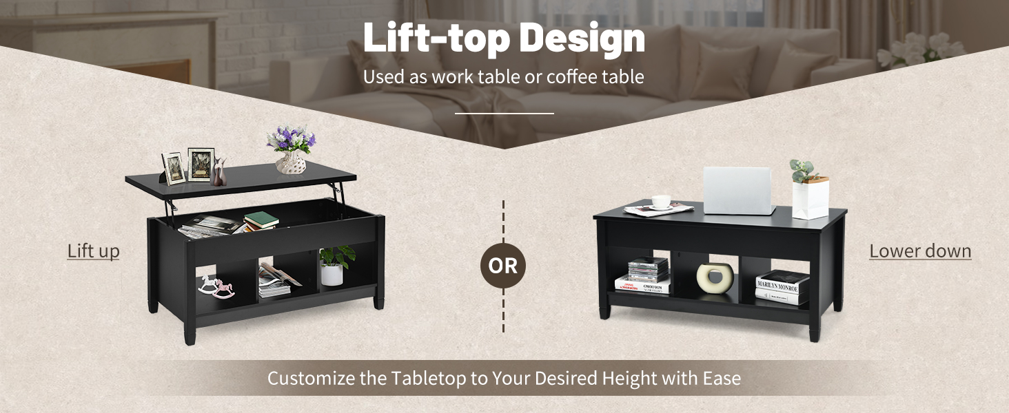 Modern lift top coffee table