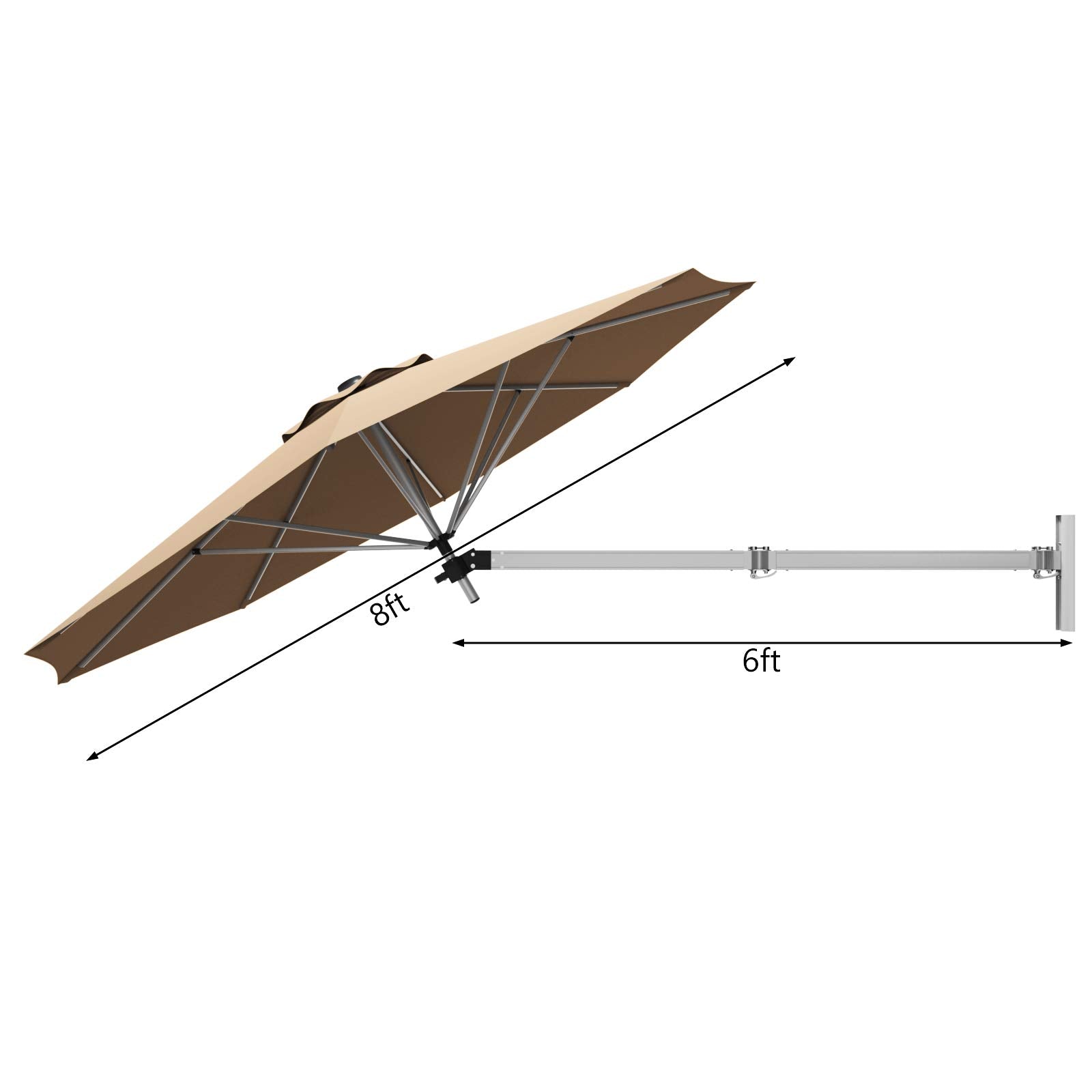 8 FT Wall Mounted Patio Umbrella