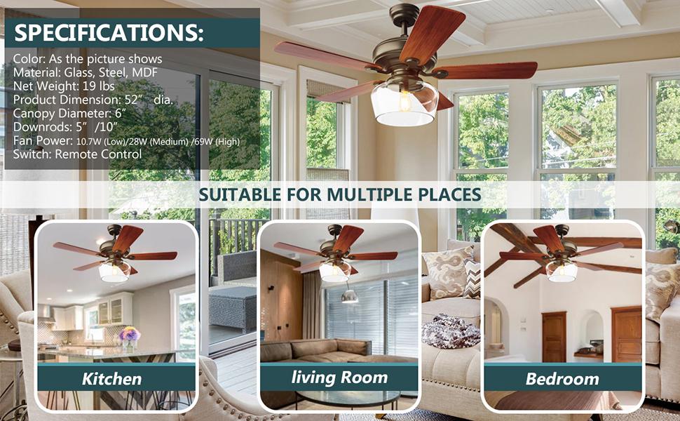 Vintage Ceiling Fan with Light