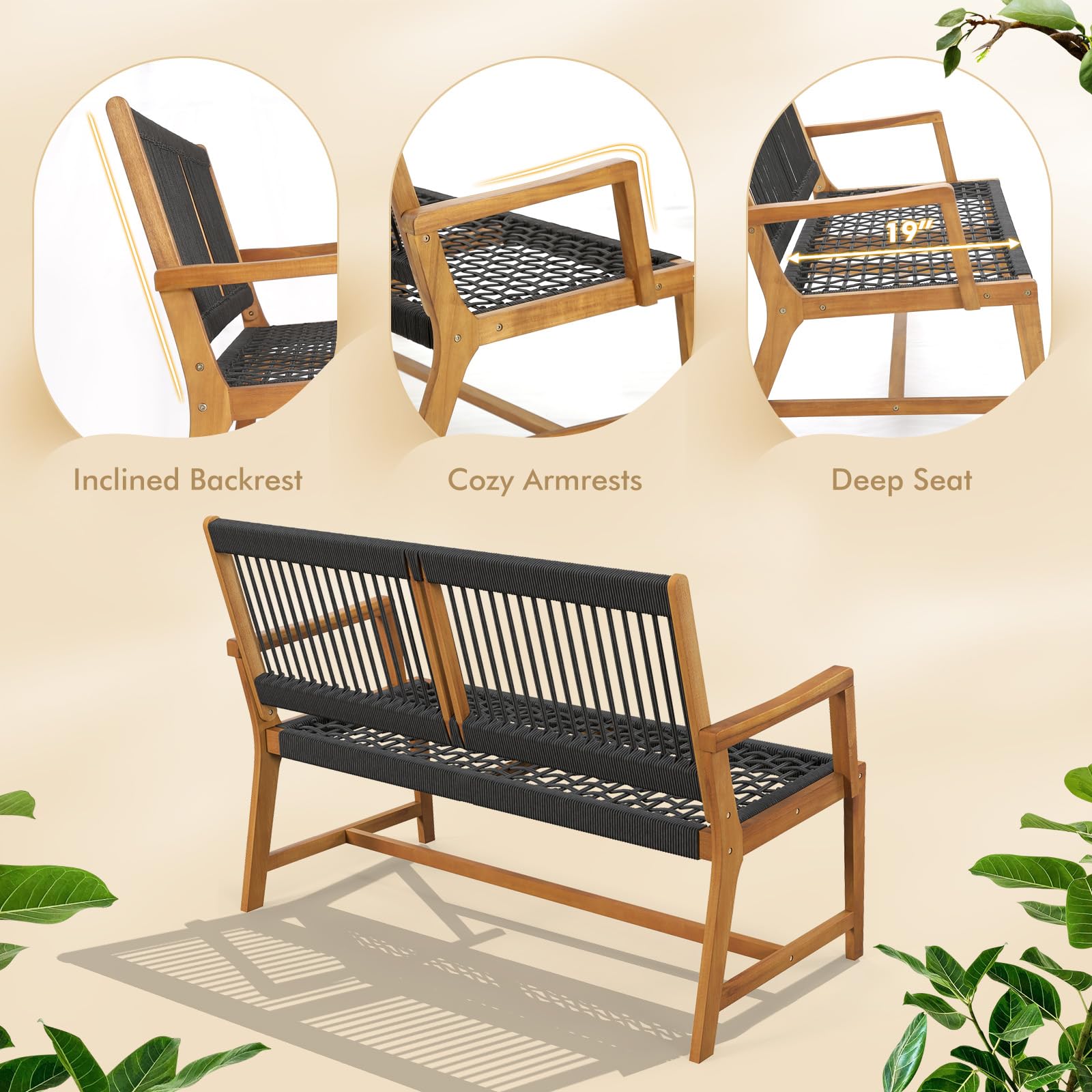 Outdoor Acacia Wood Bench
