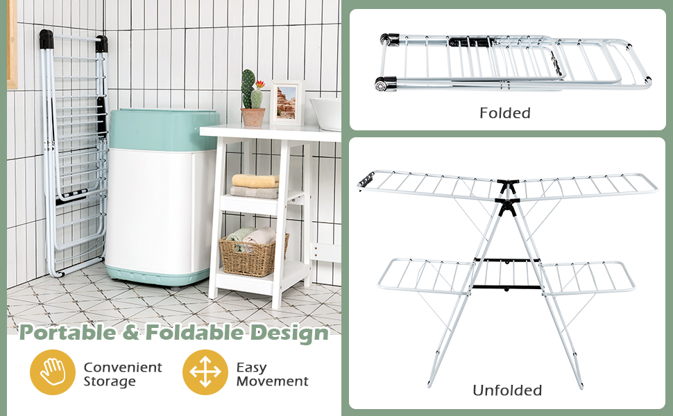Folding Drying Rack for Indoor Outdoor Use