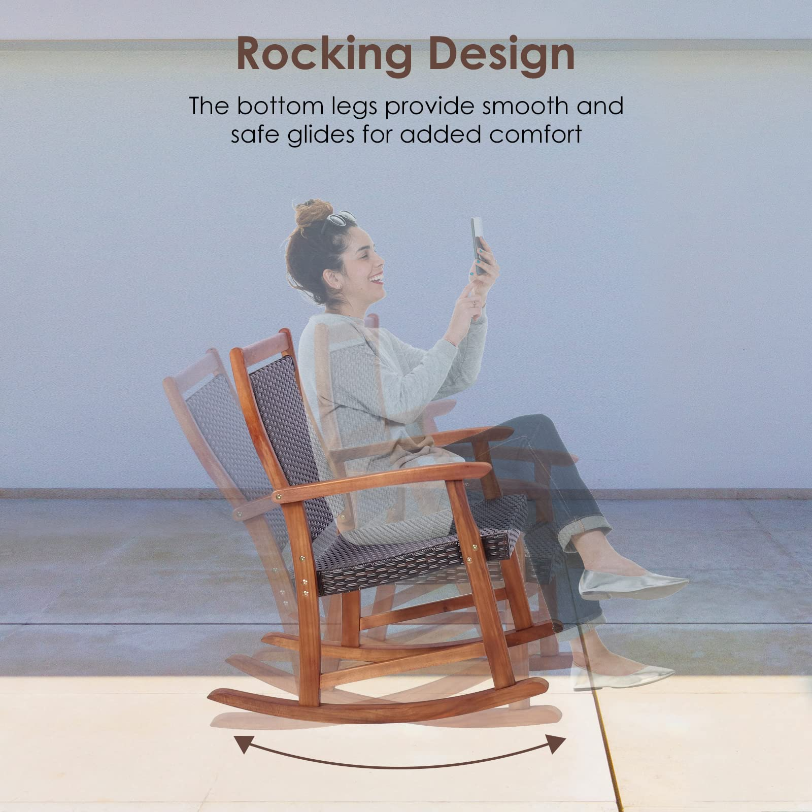 3 Pieces Patio Rocking Chair Set
