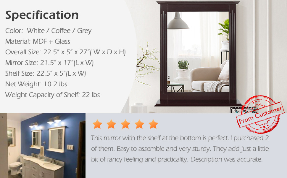 Square Makeup Mirror Wall Hanging Mirror